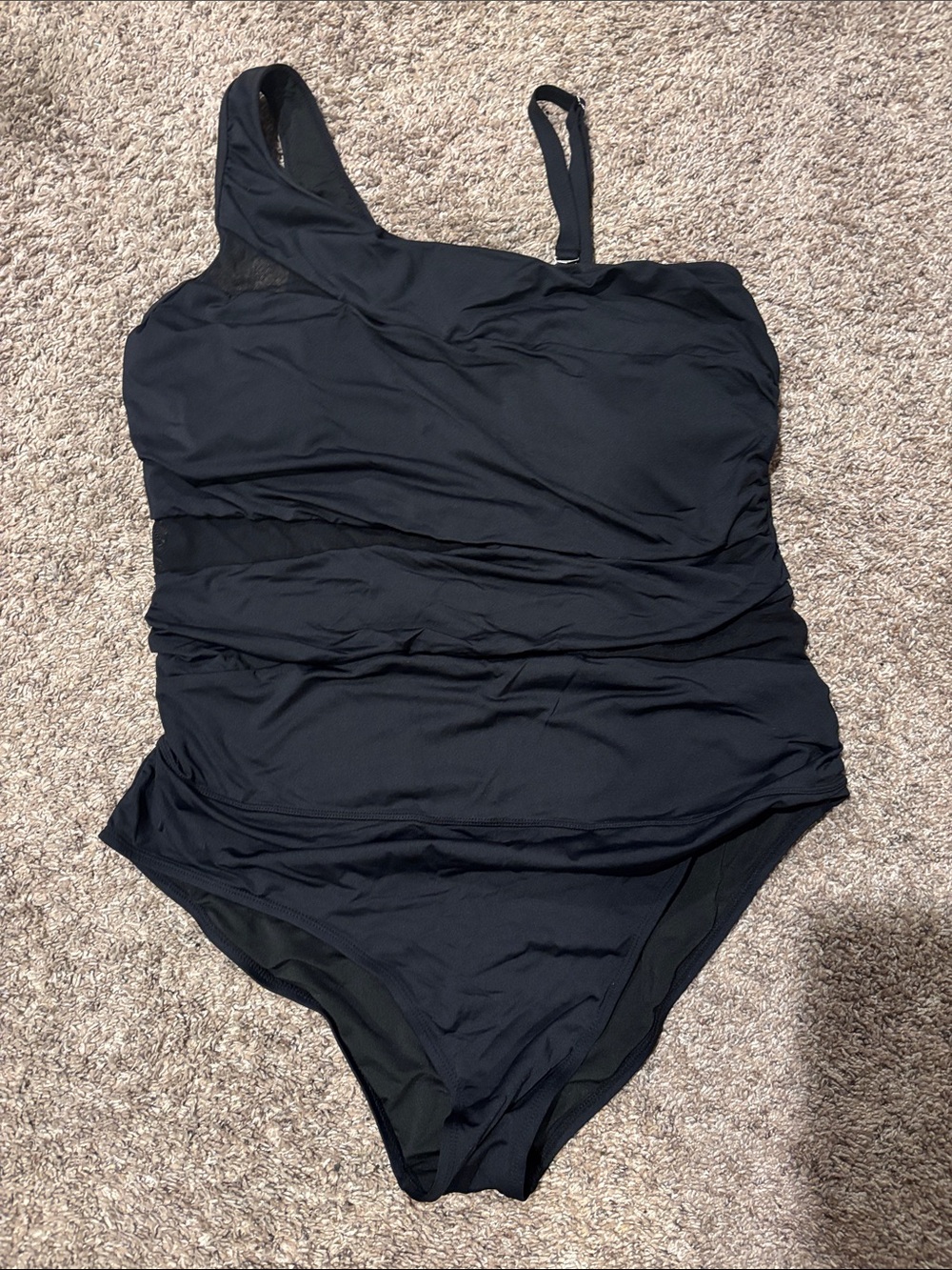 One-Shoulder Black Ruched Women’s Swim One-Piece